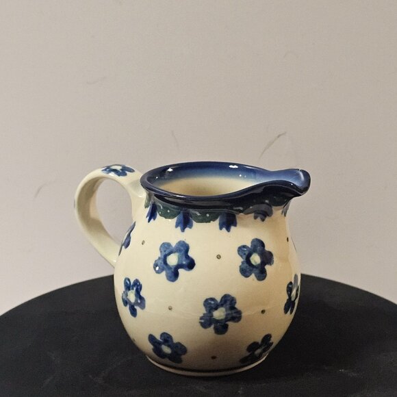 Polish Pottery Small Sugar and Creamer in Hard to Find Falling Daisies Pattern - Picture 5 of 13
